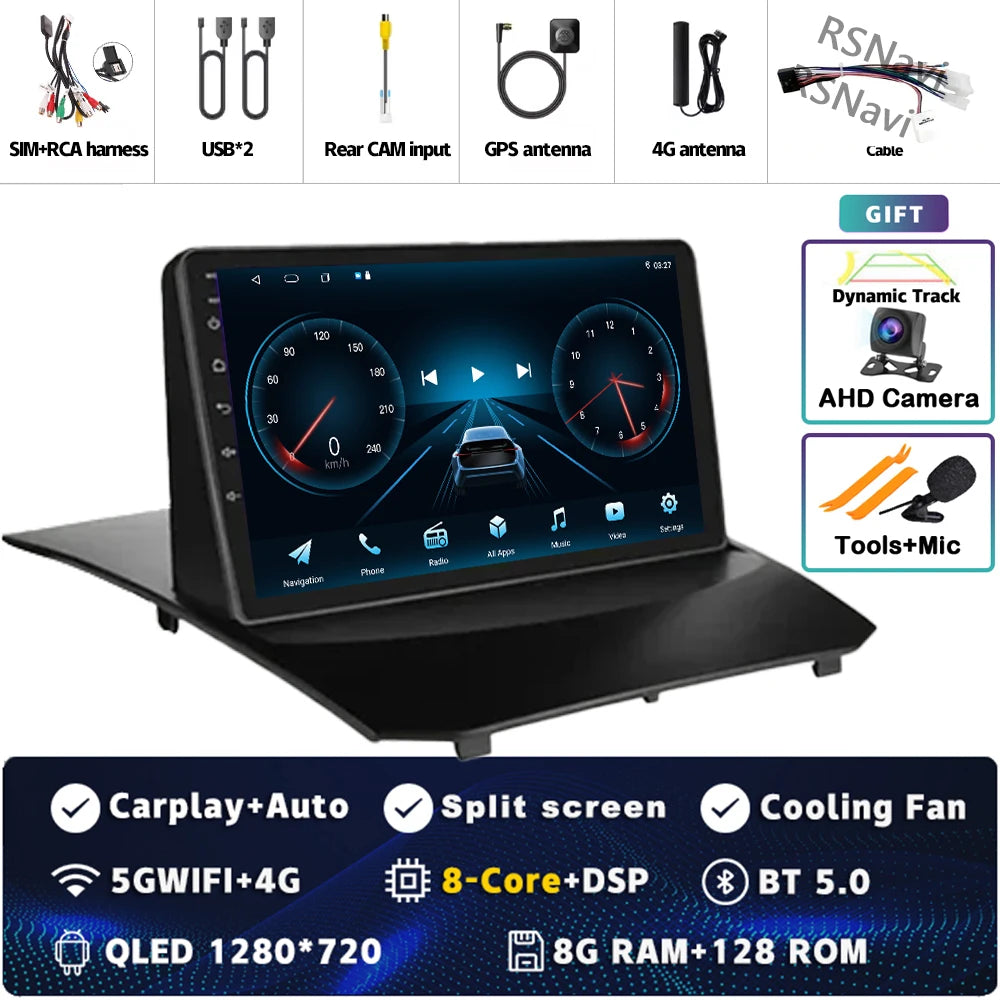 Plug and Play Android 16 Carplay Auto Qualcomm Screen Car Radio Player For Ford Fiesta 2011-2015 GPS DSP Stereo BT Navigation 4G