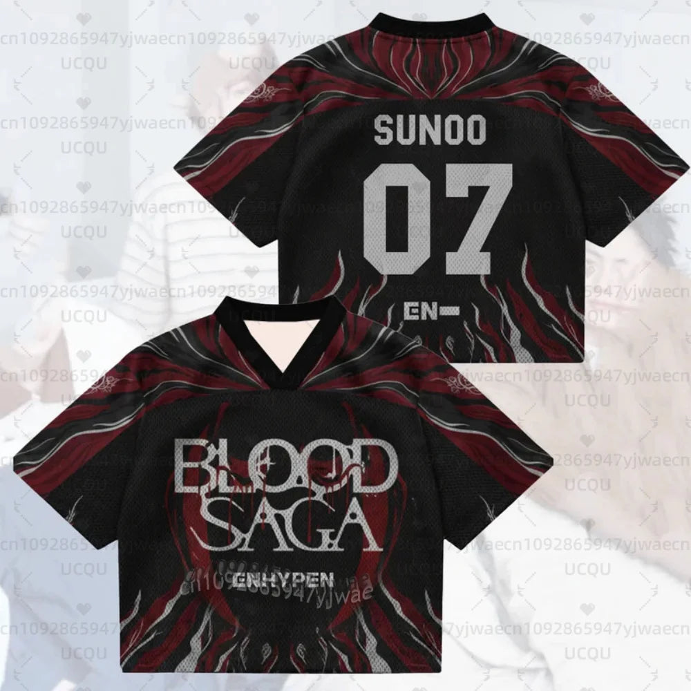 2026 Kpop Fans Support Night Wings Blood Saga Enhypen World Tour Jersey Streetwear Plus Size Short Sleeve Tops T-shirt