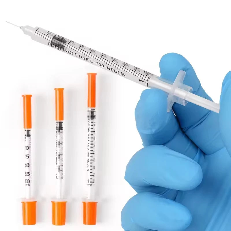 100pcs 1ml/cc Disposable Sterile Orange Insulin Syringe With 30G 8mm Needle, Individually Packed for Feeding Pets