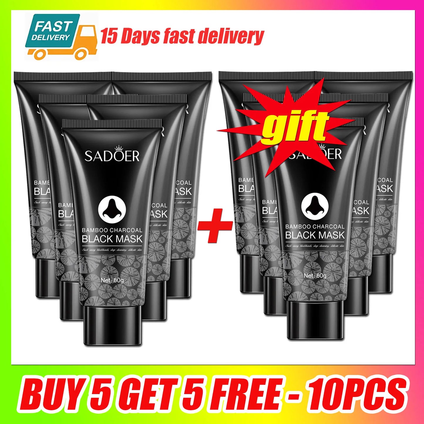 1/3/5/10PCS Bamboo Charcoal Nose Blackhead Remover Mask Deep Cleansing Shrink Pore Mask Skin Care Nose Black Dots Pore Skin Care