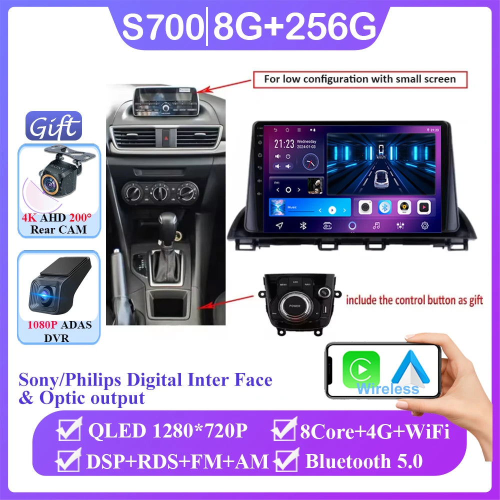 Android Car Stereo for Mazda 3 Axela (2014–2019) — CarPlay, Android Auto, GPS Navigation, Multimedia
