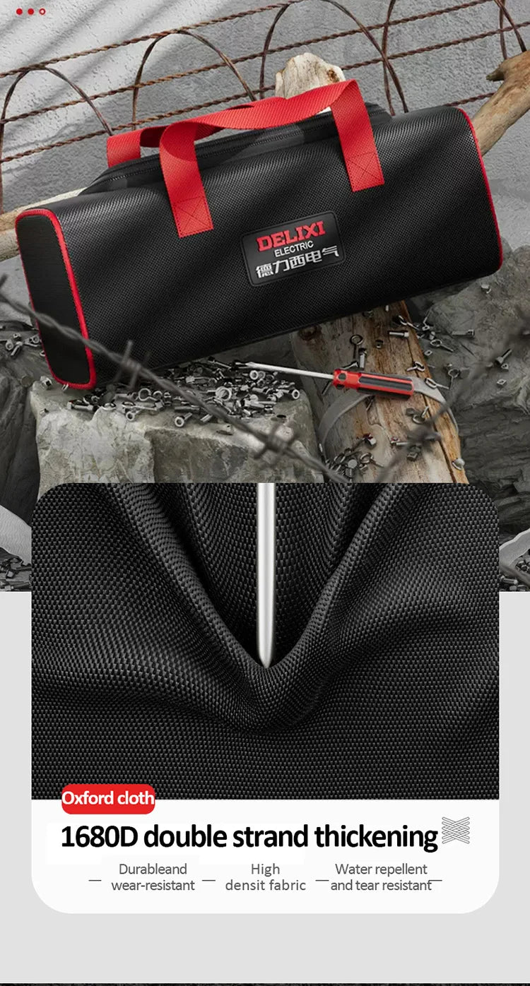 DELIXI ELECTRIC Tool Bag Oxford Cloth Portable Storage Bag, Professional Electrician and Carpenter Repair, Home Storage, HandBag