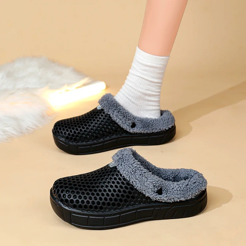 Unisex Fuzzy Mule Slippers - Fur Lined Non-Slip House Shoes - photo 2