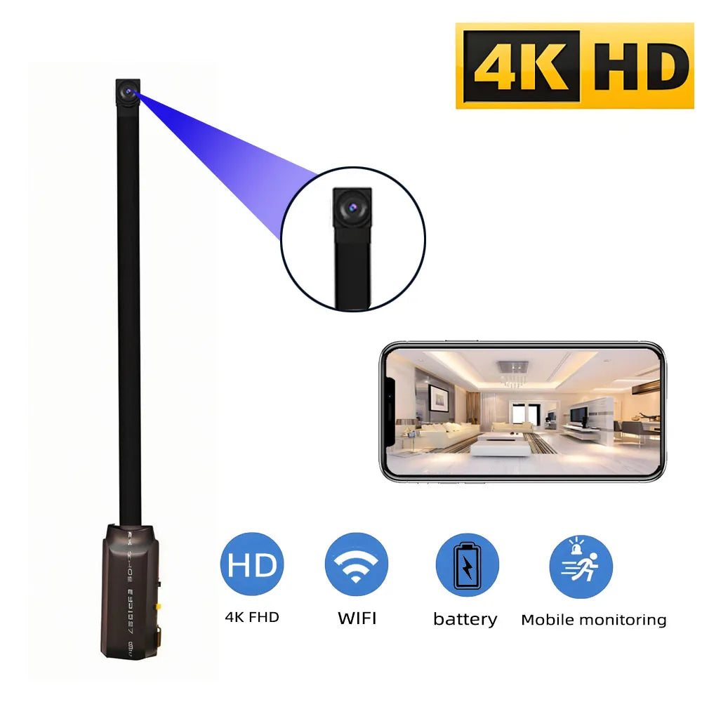 4K Mini WiFi Home Camera — DIY Remote Monitor with Motion Alerts