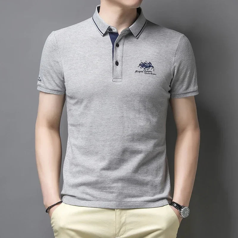 Men's Embroidered Polo Shirt - Short Sleeve, Casual Summer Top