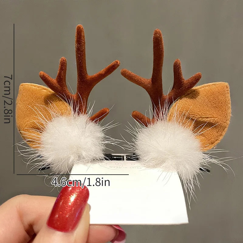 2026 Christmas Hair Clips Kawaii Christmas Headbands Hair Accessories Deer Ear Hairpin for Girl Photograph Prop Xmas Party Decor