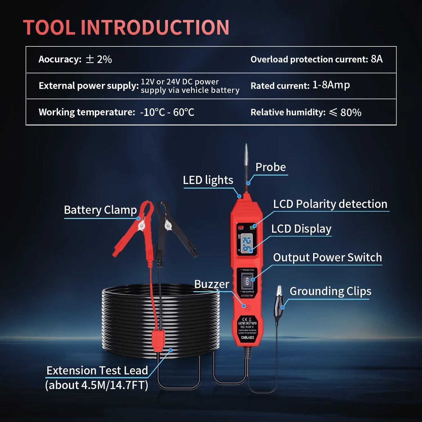 The Newest Electric Circuit Tester CNBJ-823 Automobile Electrical System Tester With Power Switch Vehicle Diagnostic Tool