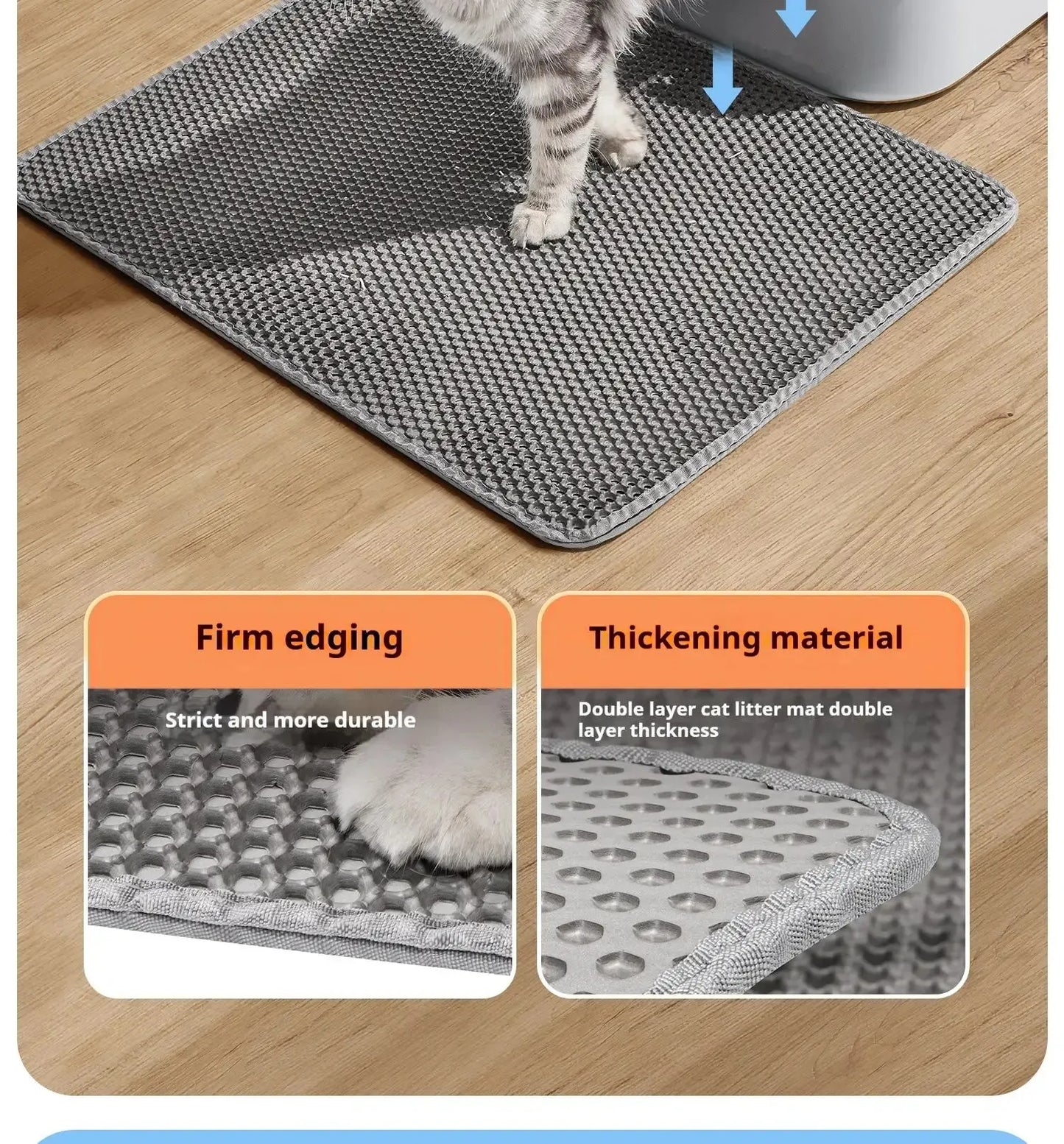 Double-layer large cat litter mat, an anti-splash mat for cat litter boxes, a filtering mat and sand leakage mat, a cat product