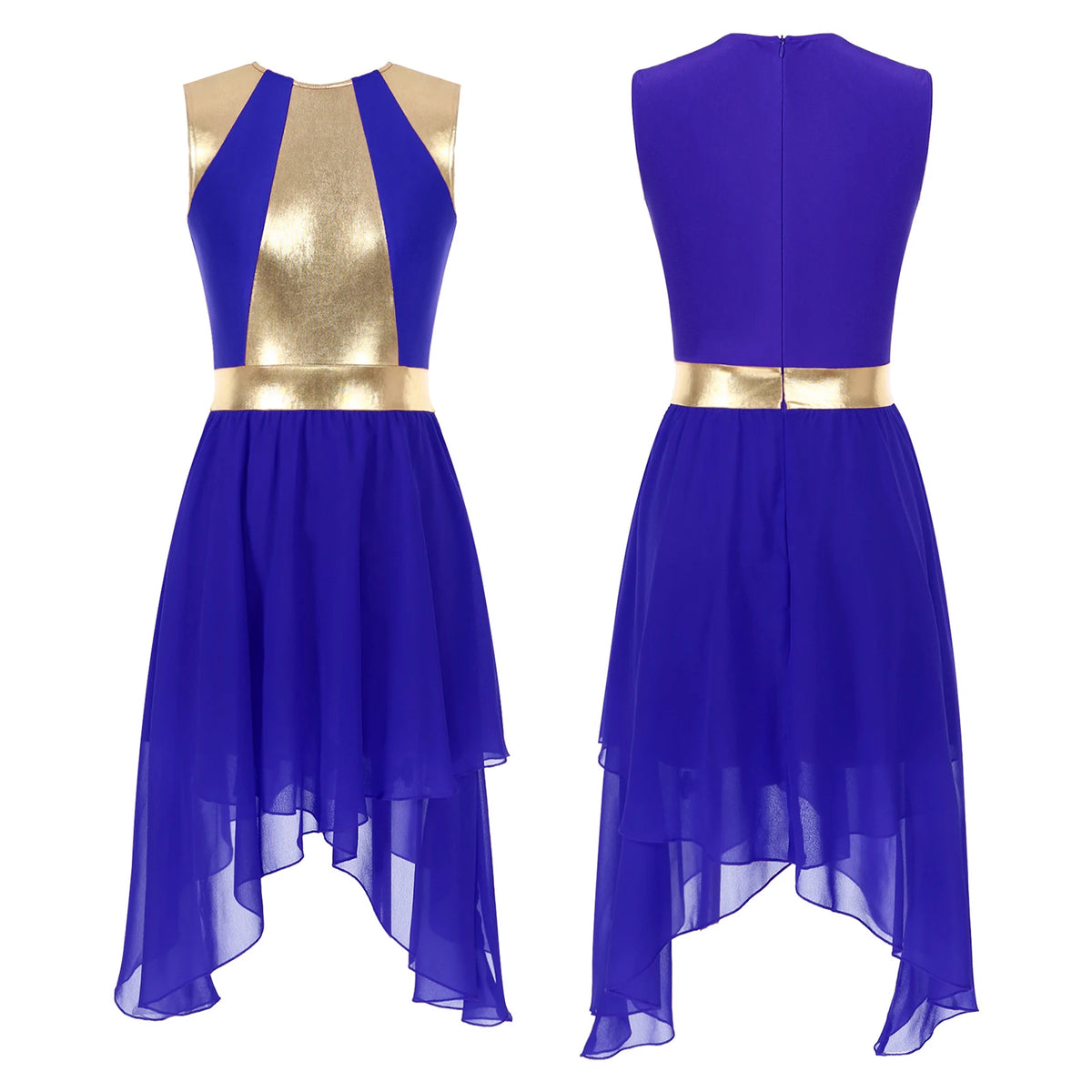 Women Modern Lyrical Dance Dress Liturgical Worship Church Choir Costume Sleeveless Asymmetrical Hem Dresses Ballroom Dancewear
