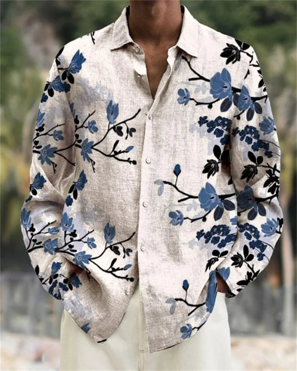 2024 Men's long sleeved shirt Flame Rose pattern 3D printed top for spring autumn new fashion casual men's unisex clothing