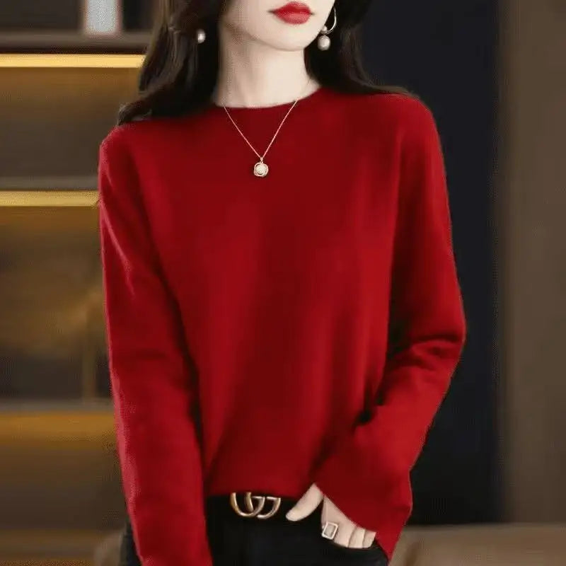 Women's Soft Knit Crew Neck Sweater, Basic Jumper