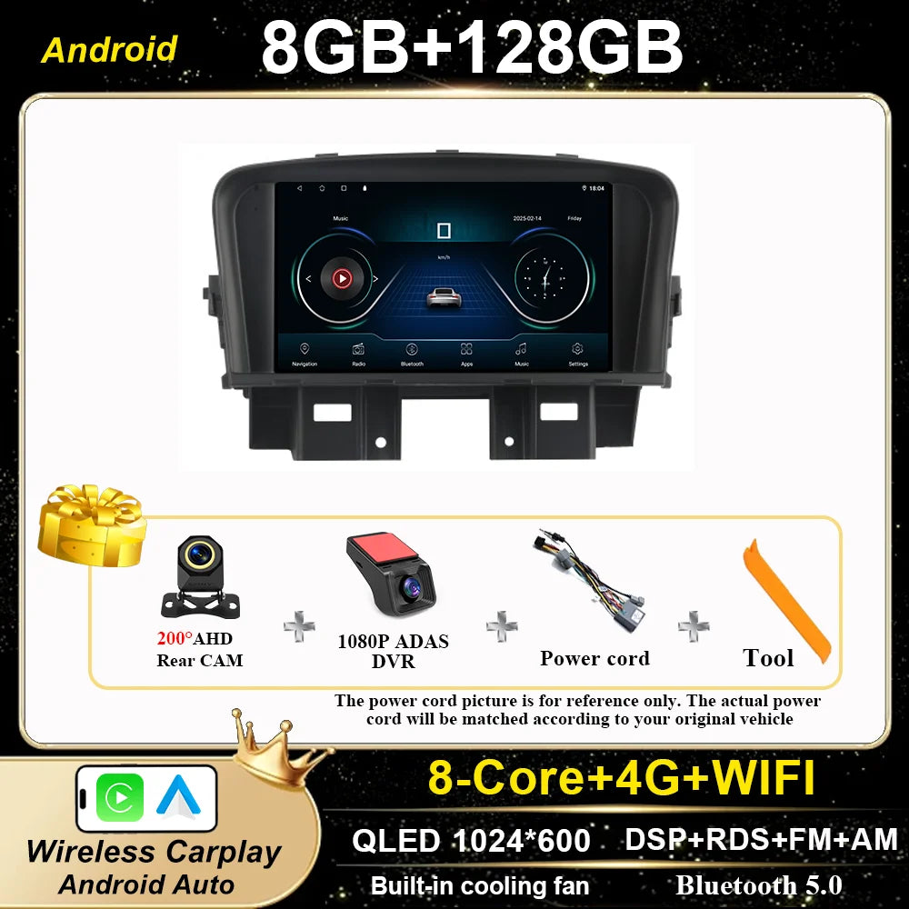 Android Car Stereo for Chevrolet Cruze (2008–2014) — CarPlay, Android Auto, GPS, WiFi, Touchscreen