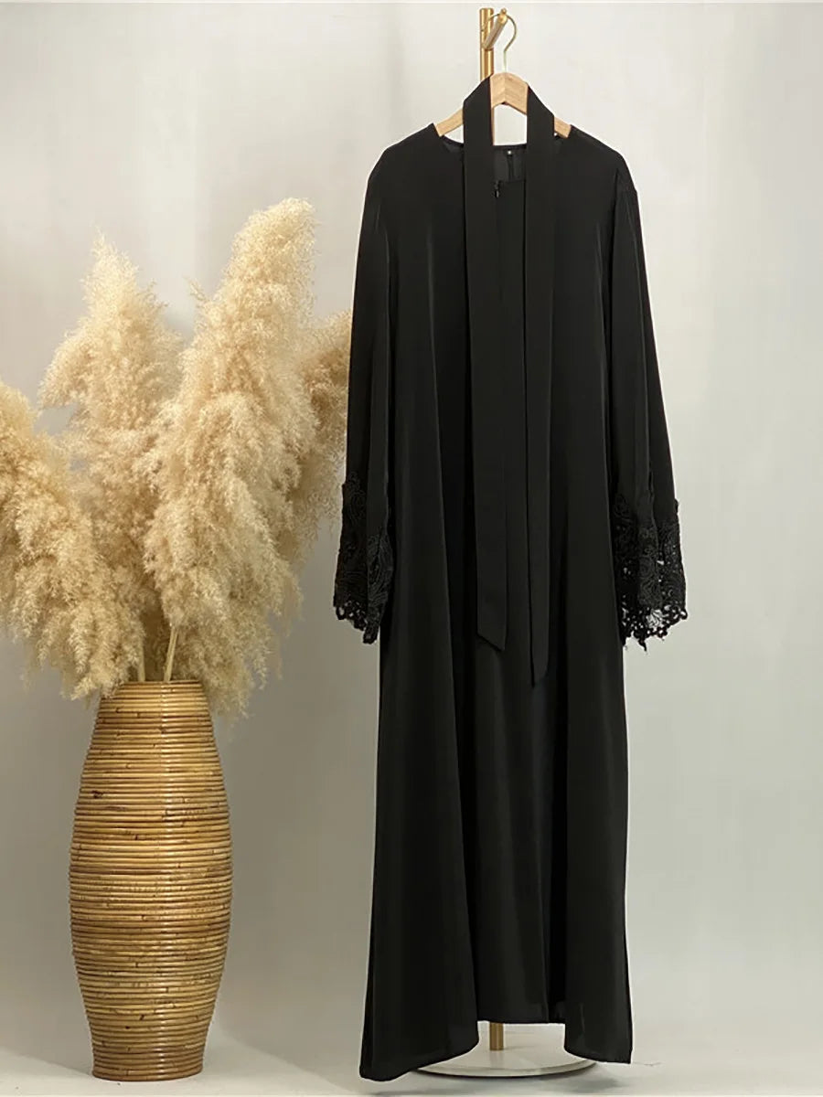 Ramadan Lace Abaya Dubai Luxury Muslim Women Maxi Dress Kebaya Caftan Marocain Femme Modest Robe Islam Clothing Kaftan Vestido