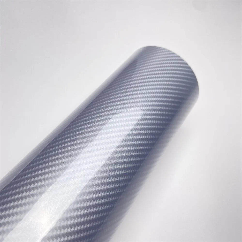 Self-Adhesive Silver 6D Carbon Fiber Vinyl Film for Car Wrapping DIY Styling Sheet Roll Auto Hood Roof Decorative Stickers