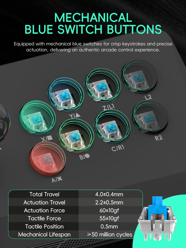 Data Frog Y3A Max Wireless Arcade Stick – 27 Emulators, Turbo Mode | PC, Android & TV Box Fighting Game Joystick