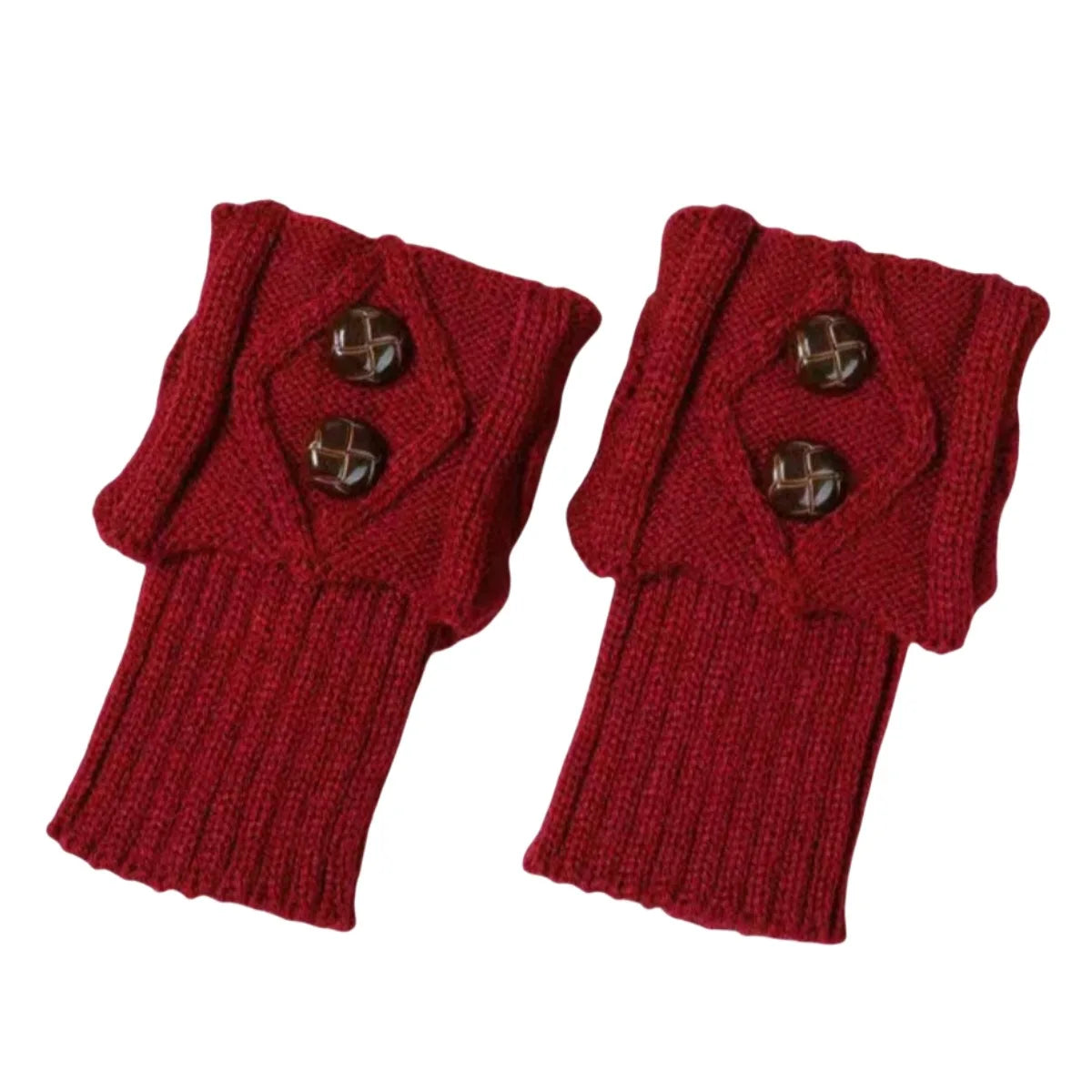 Women's Knit Boot Cuffs, Short Leg Warmers with Buttons