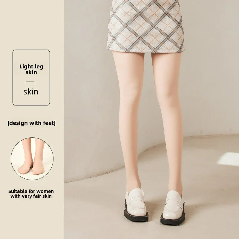 Women's Nude Effect Fleece Lined Tights - Skin Tone Winter Pantyhose - photo 7