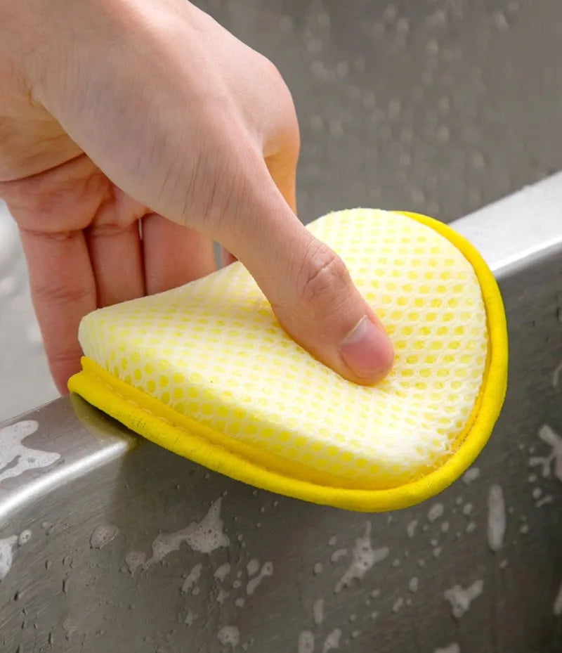 Kitchen Double-Sided Dishwashing Sponge Reusable Brushing Pots Wipes Pans Cleaning Cloth Home Grease Removal Dishwashing Cloth