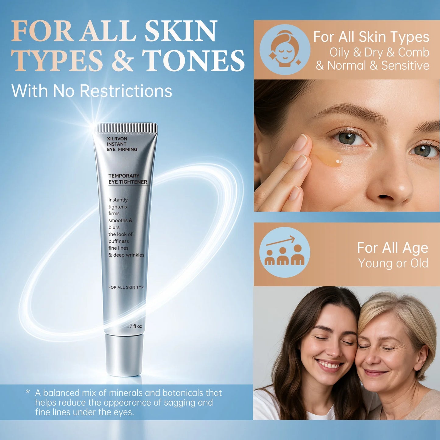 Pentapeptide Complex Instant Firming Eye Cream  With Caffeine For Dark Circles Puffiness Repair Eye Serum Smooth Skin Care