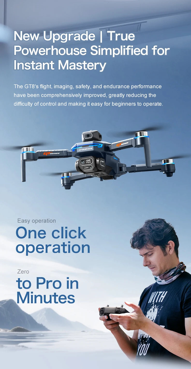 2026 New GT8 Drone GPS 8K Professional HD 360° Dual Cameras 5G WIFI Brushless Motors Obstacle Avoidance Foldable Quadcopter Toys