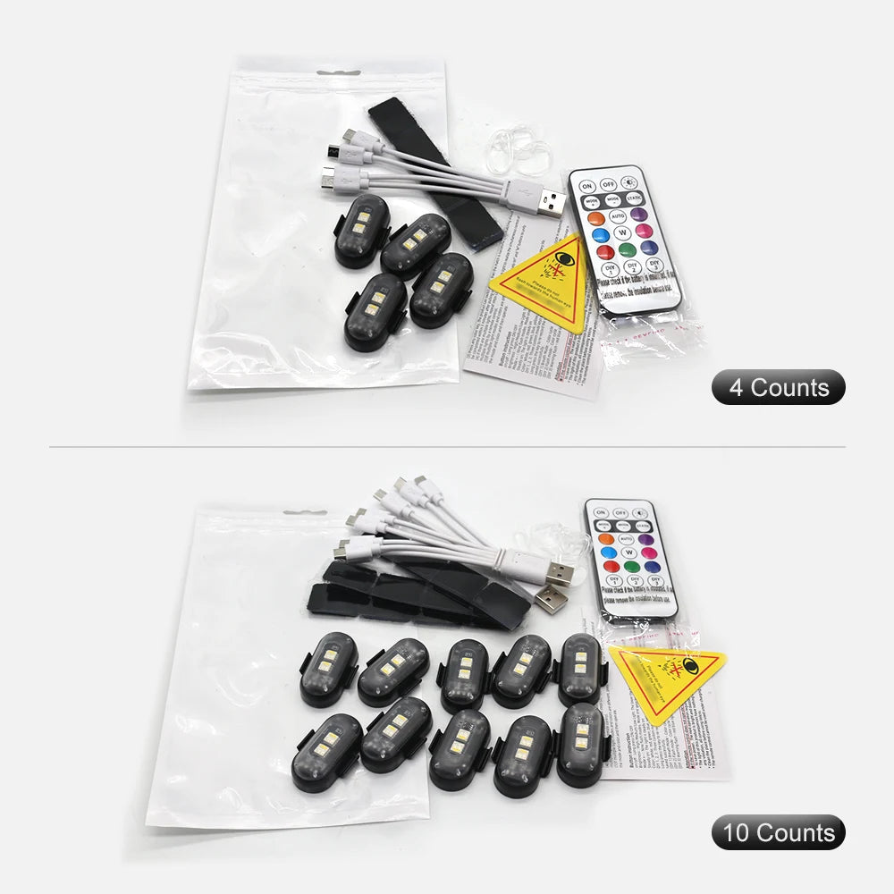 Car LED Warning Light – Rechargeable Wireless Multifunctional Safety Light with Remote Control