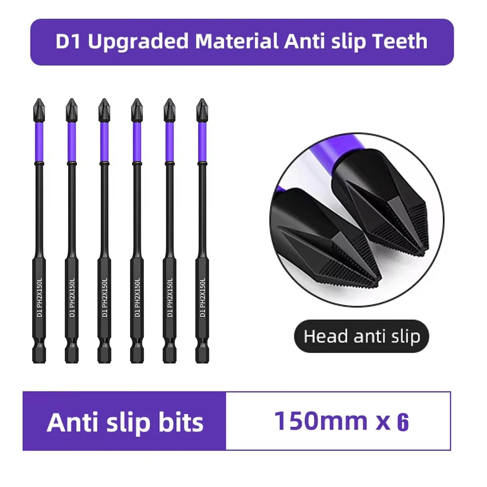 6PC Upgraded High Hardness And Strong Magnetic Bit 25/65/70/90/150mm Non-slip Cross High Hardness Electric Hand Drill Screw Set