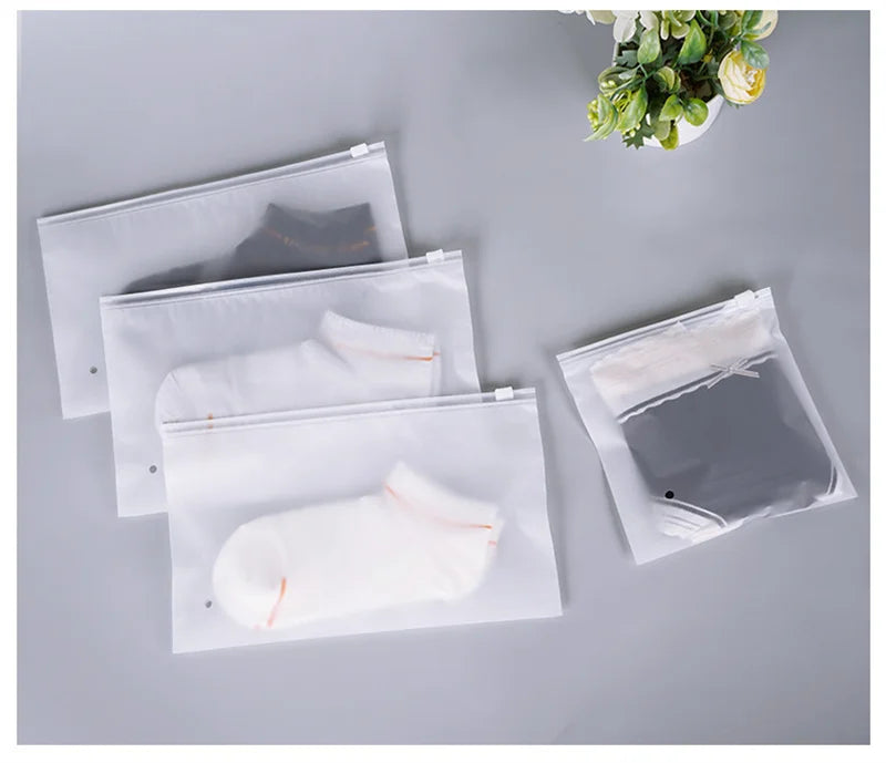 StoBag Frosted Matte Plastic Clothing Packaging Zipper Bag Zippered Shipping Sealed Underwear Socks Storage Reusable Pouch