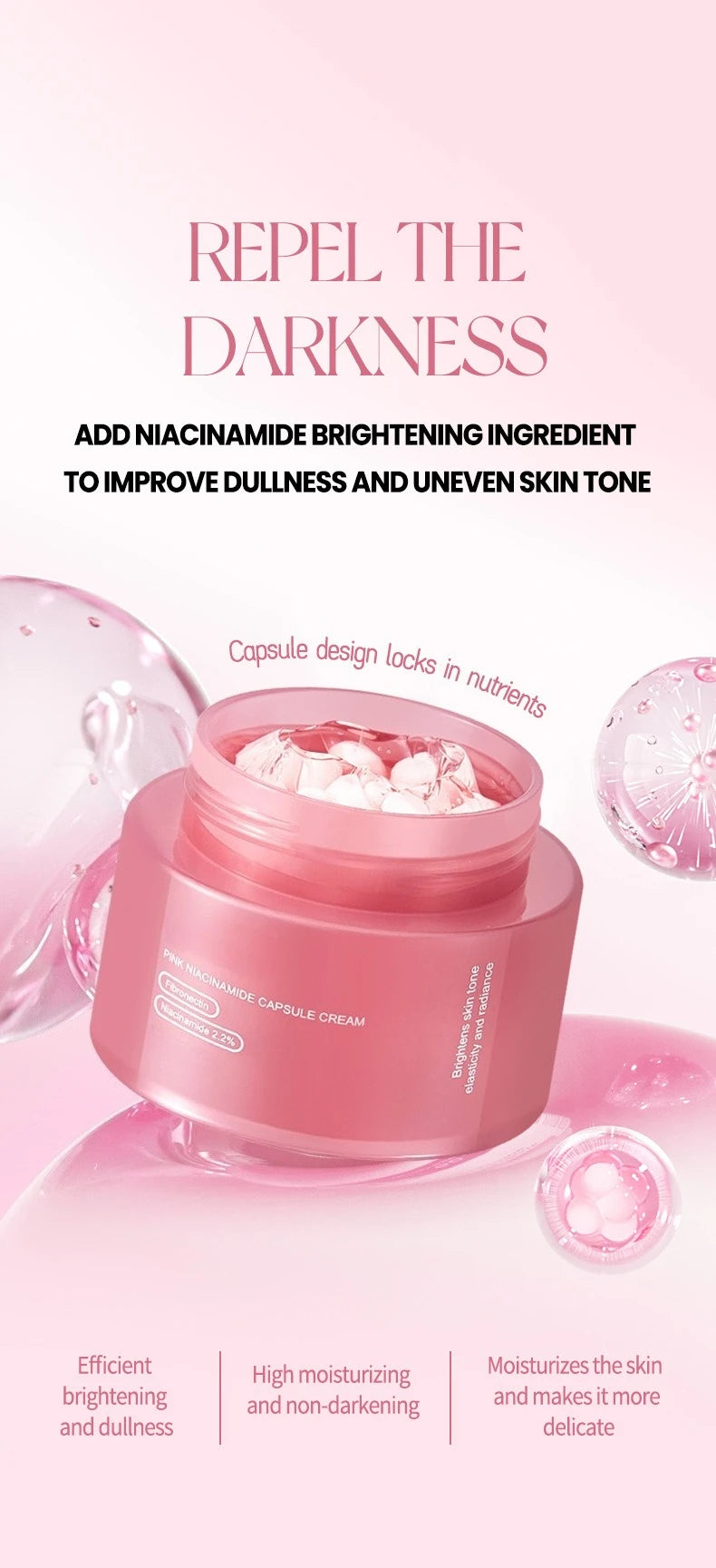 Korean Pink Collagen PDRN Capsule Cream – Niacinamide Face Moisturizer for Even Skin Tone | Lightweight Non-Greasy