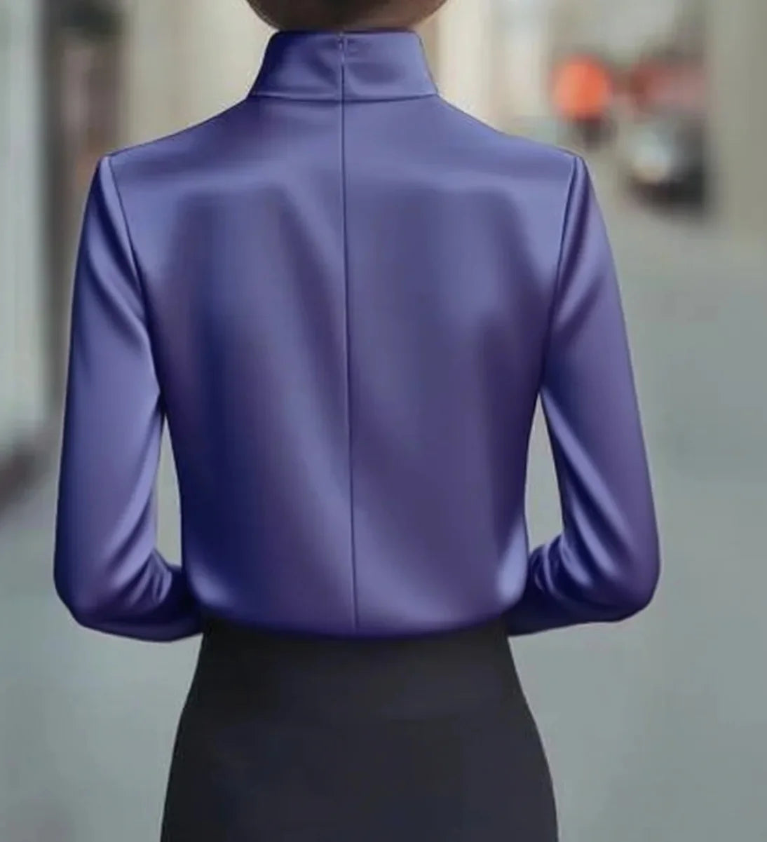 Women's High Neck Dressy Blouse - Plain Elegant Everyday Top - photo 2