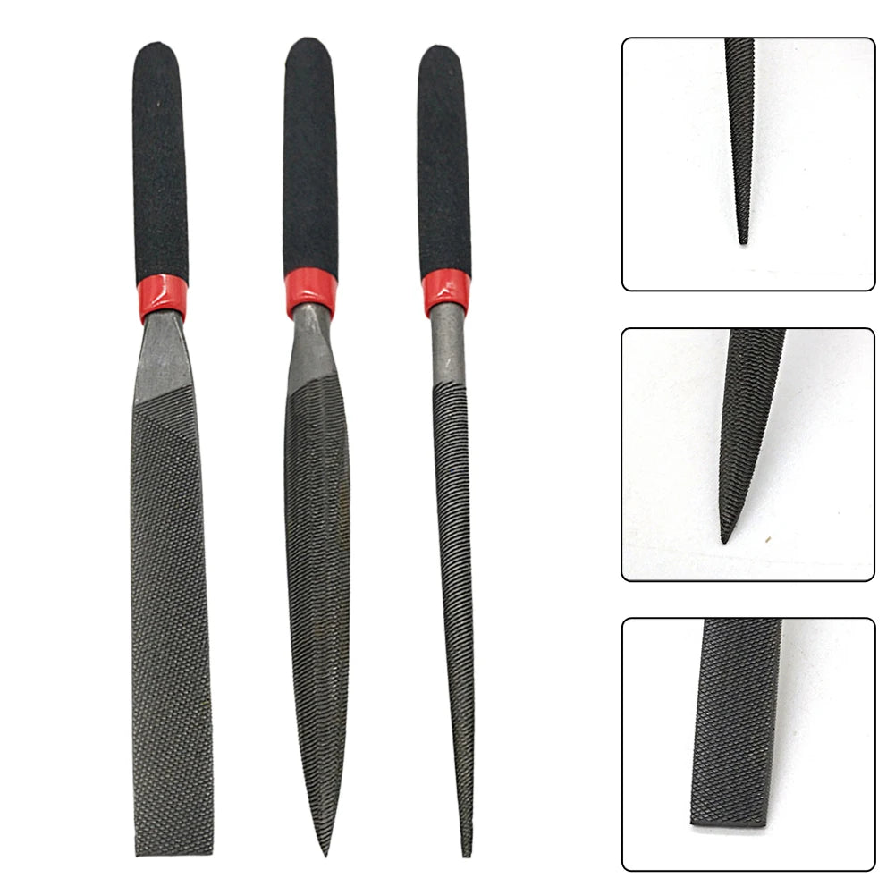 Small Steel Needle Files Set – Flat, Round & Half-Round Files for Metal, Glass, Stone & Woodworking