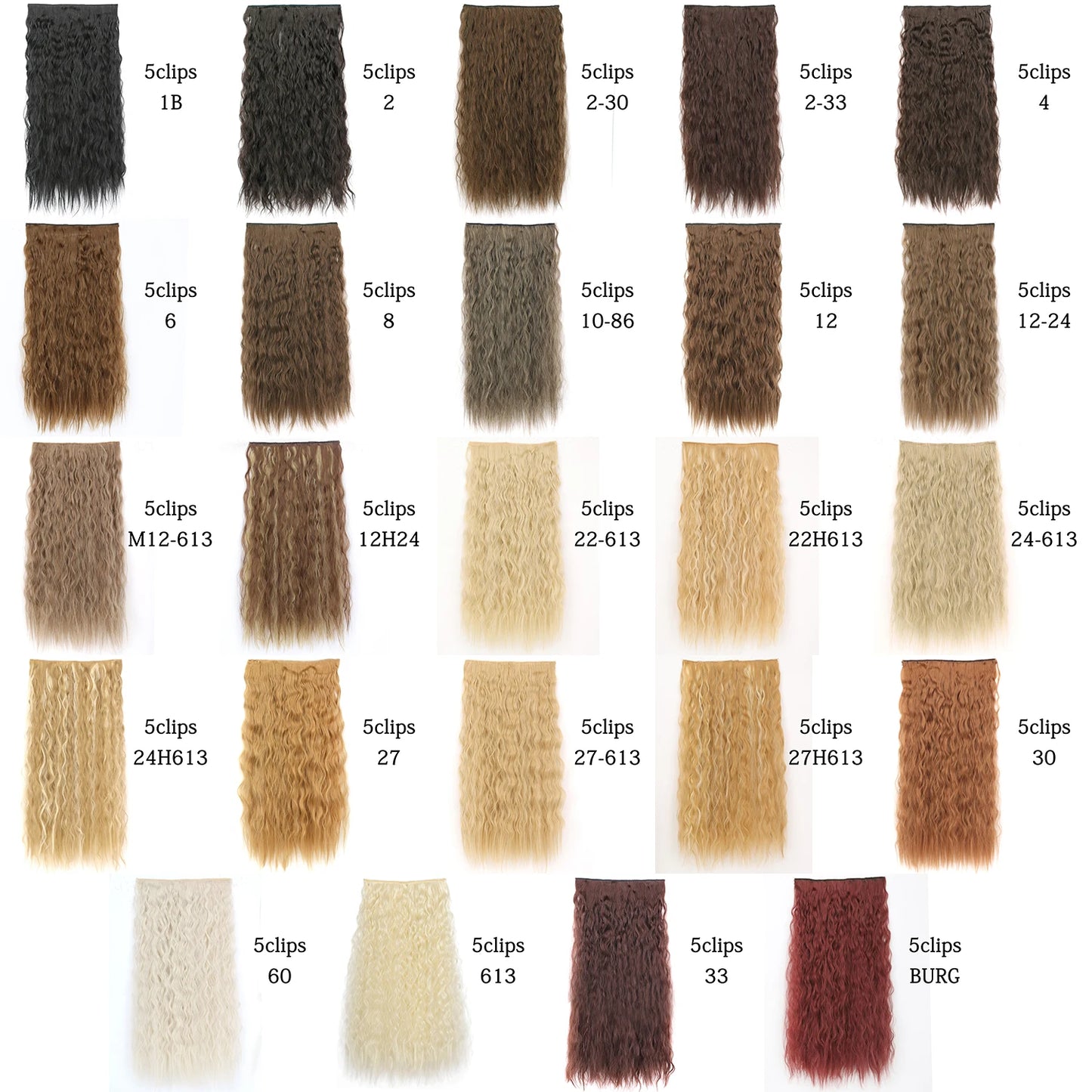 Synthetic 5 Clip In Hair Extensions Long Curly Hairstyle Hairpiece Natural Brown Black 80cm Heat Resistant  Fake Hair For Women