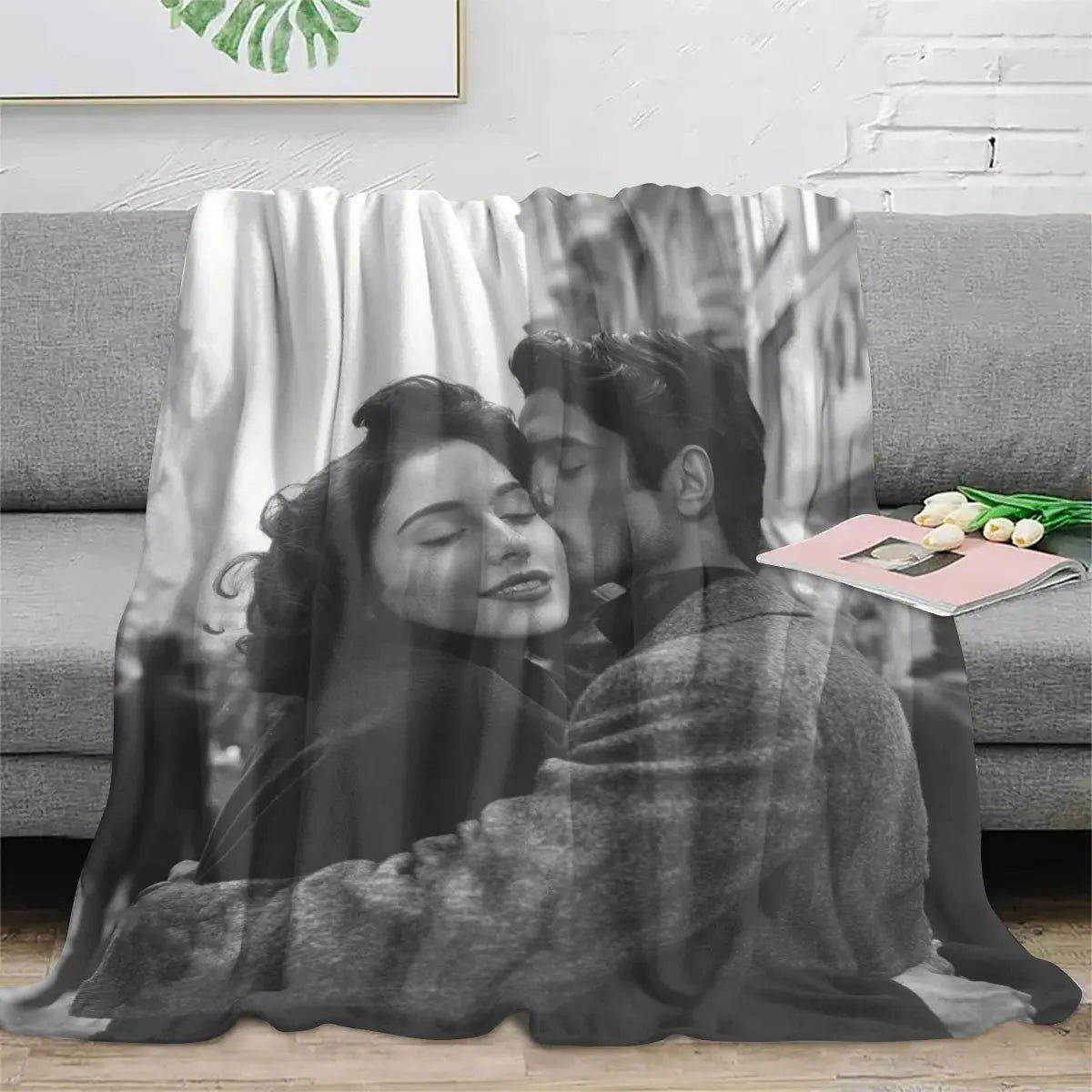 Custom Photo Flannel Blanket, Personalized Gift for Men and Women
