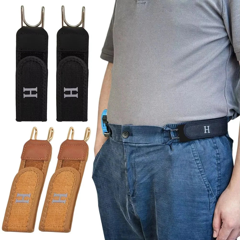 Buckleless Elastic Belt — 2-Pack Hidden Hook Waist Adjuster