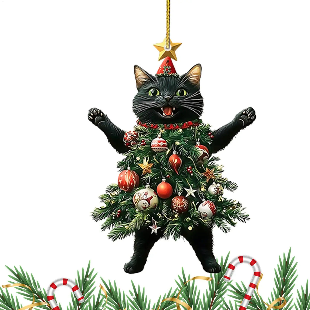 2D Acrylic Cat Christmas Ornaments - Hanging Kitten Pendants – photo 4