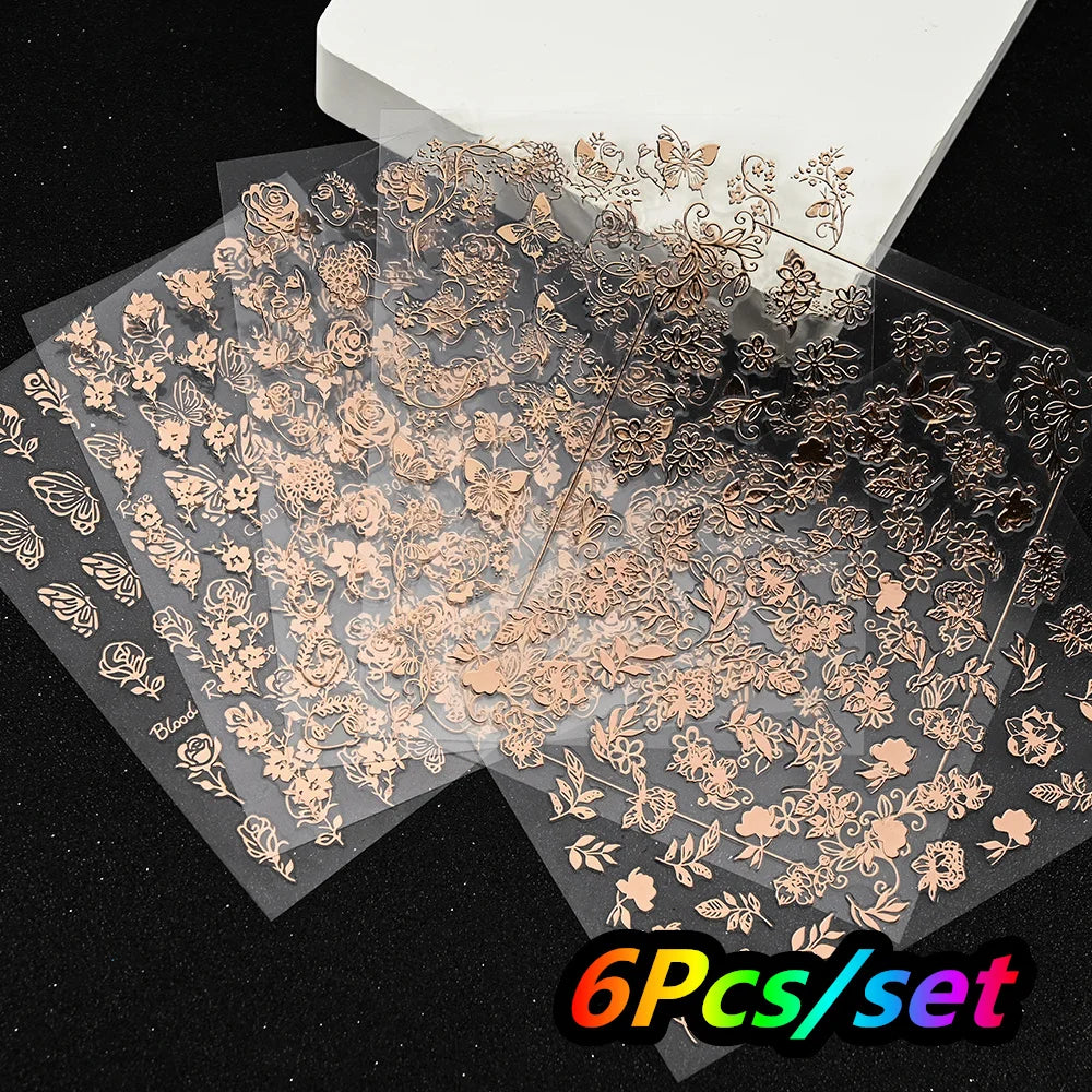 12Pcs/set Laser Silver Snowflake Nail Stickers Set  3D Winter Elk Snowflake Nail Art Decoration DIY Holographic Snowflake Slider