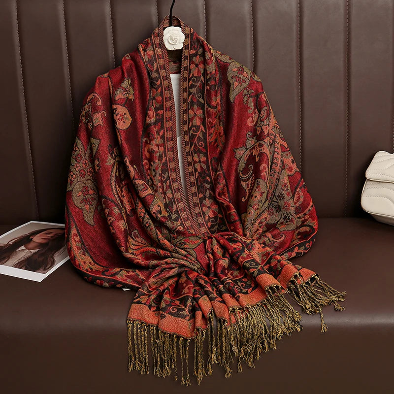 Women's Printed Pashmina Shawl, Soft Winter Scarf