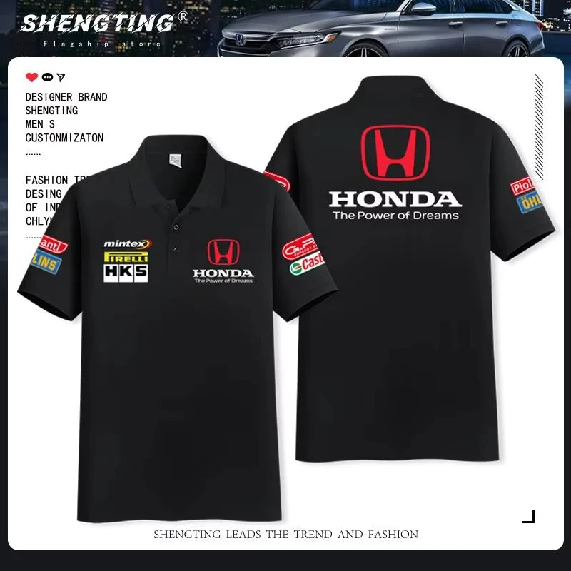 Honda car modified culture polo men's and women's short-sleeved T-shirts can be customized cotton loose T-shirts