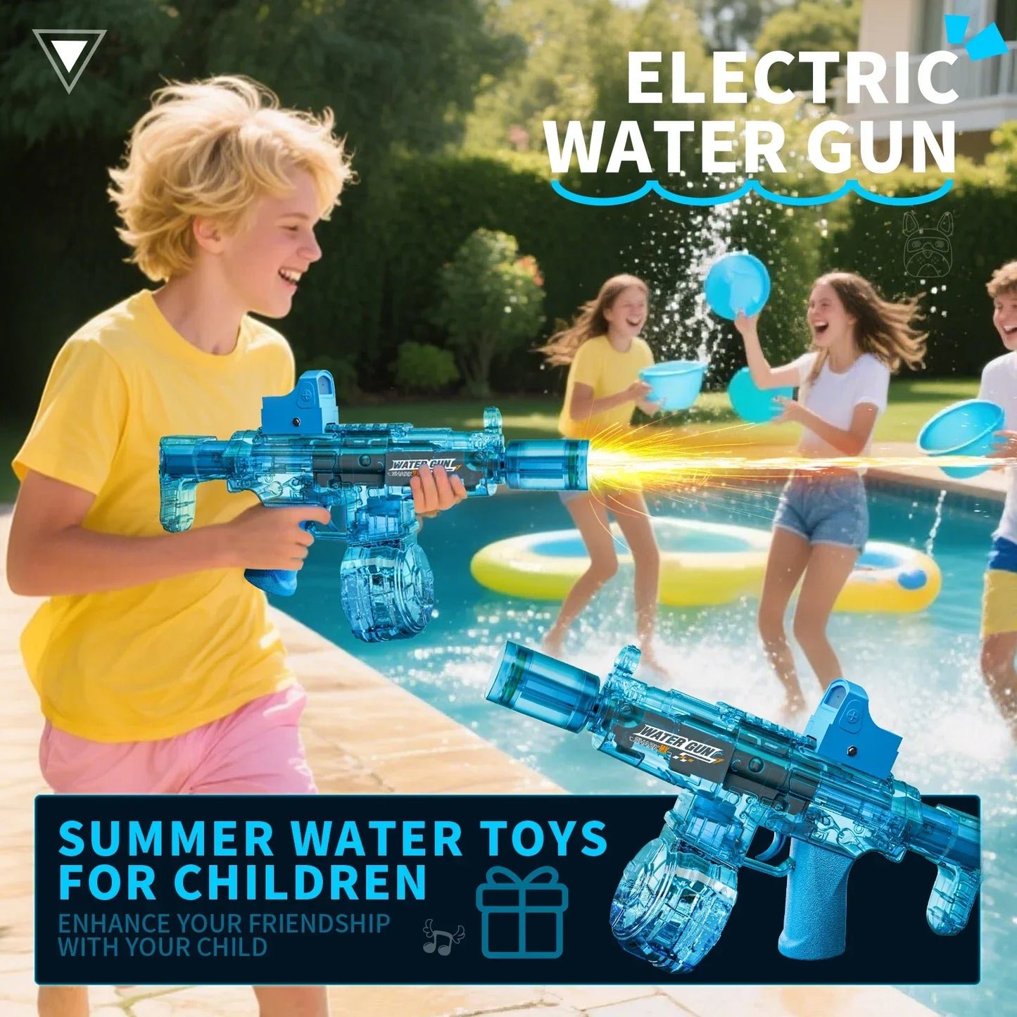 Electric Water Gun with Sensor Lights - Auto Summer Pool Toy