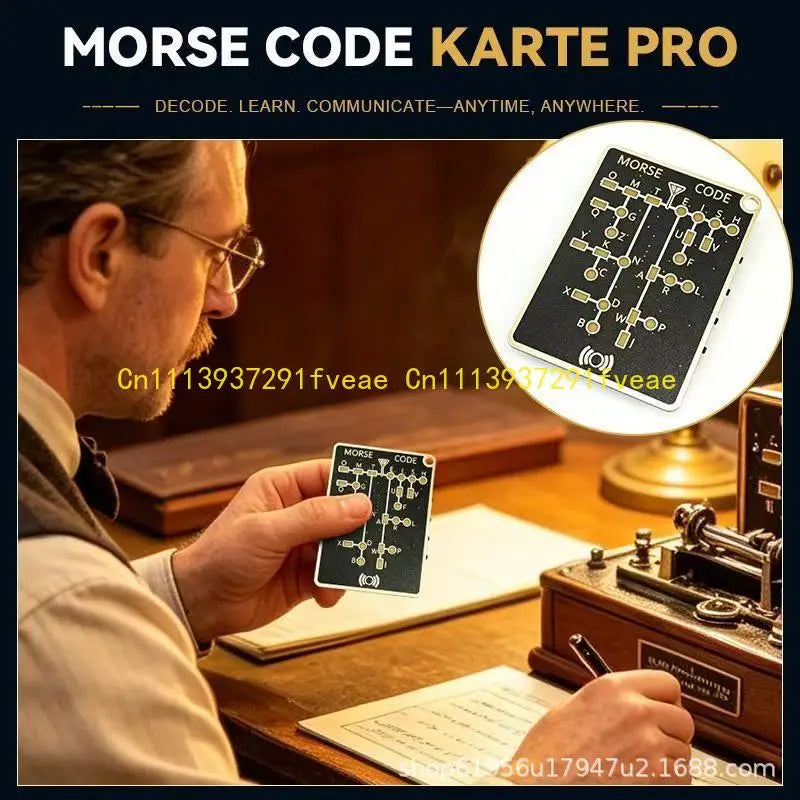 Morse Code Trainer Card Pro, Professional PCB Style with Interactive LEDs & Signal Buttons for Adult Morse Code Learning