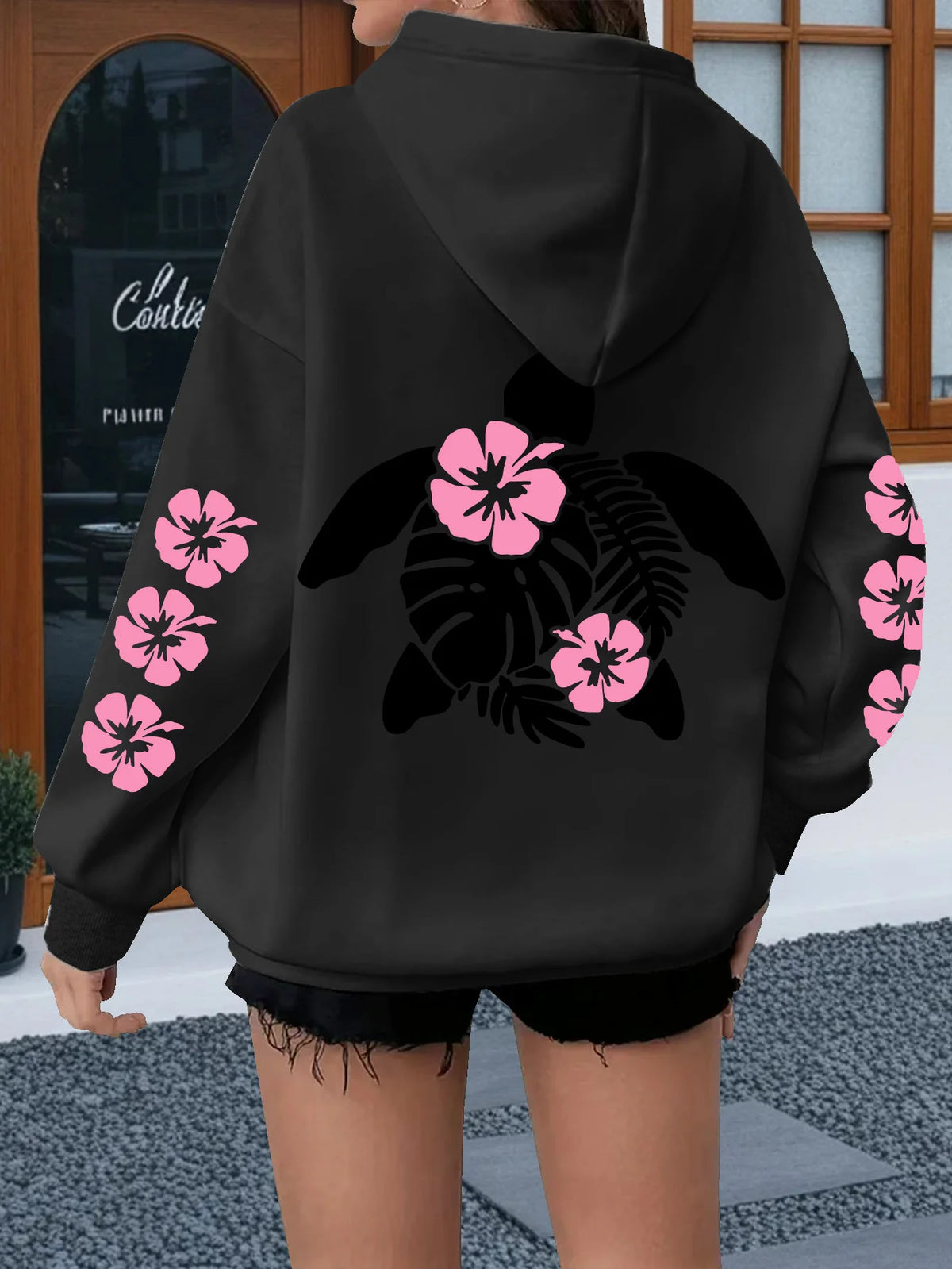 Women's Animal Print Hooded Sweater - Casual Pullover Top - photo 5