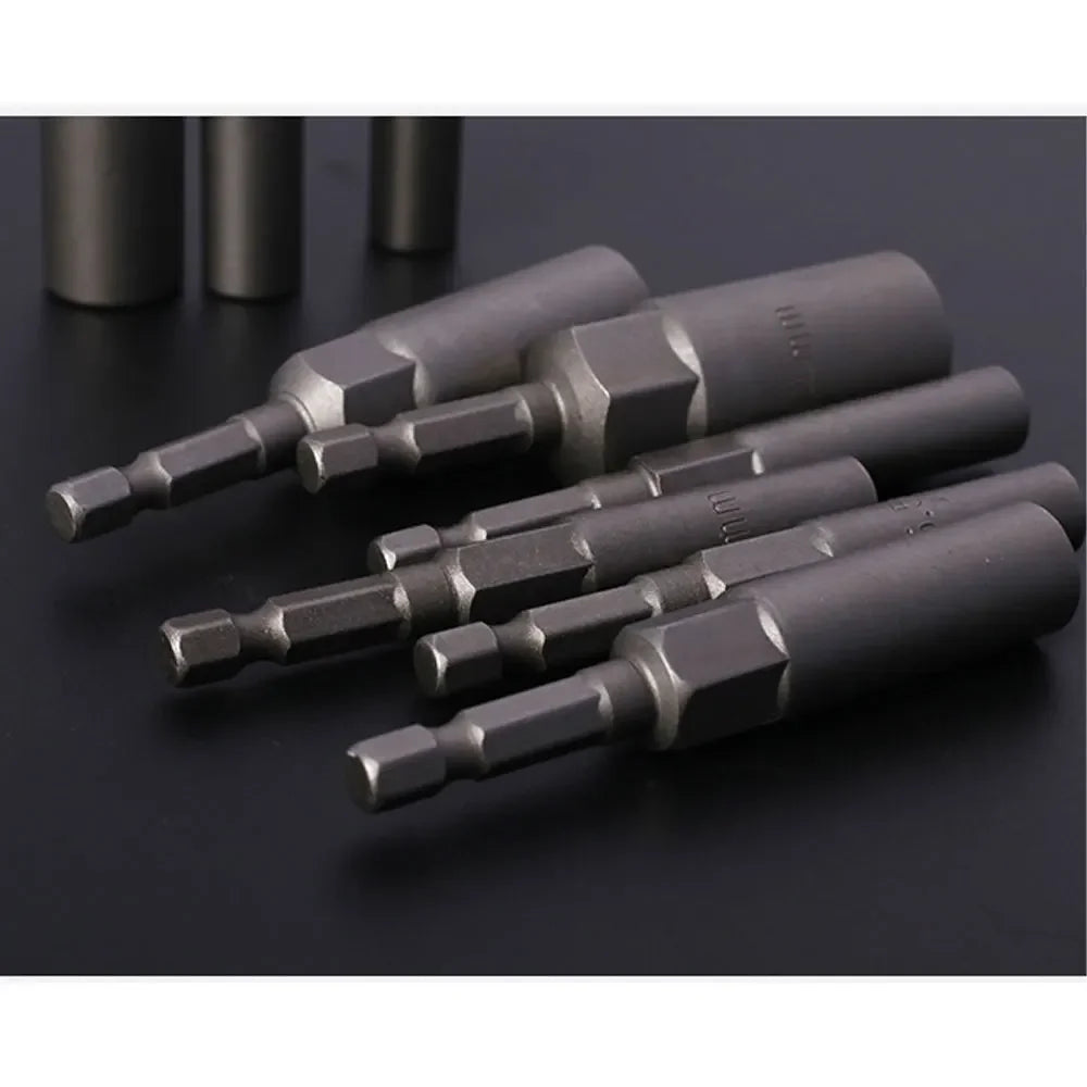 10/15Pcs Length Deepen Impact Socket Adapter 5.5-19mm Power Nut Driver Socket Set 1/4-inch Screwdriver Key Head Hand Tool Set