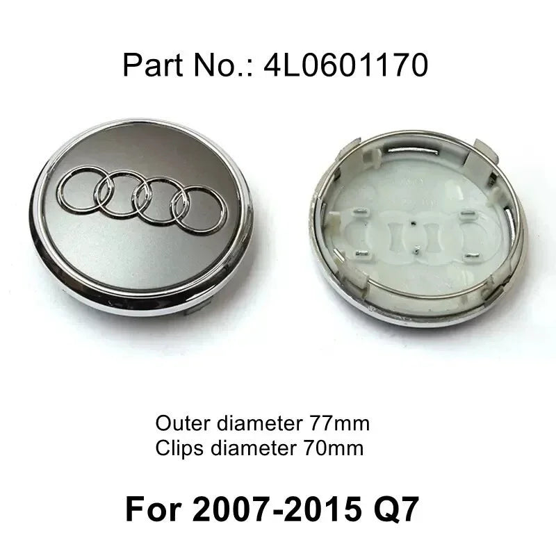 Audi 4pcs Wheel Center Caps - 60mm, 61mm, 68mm, 69mm