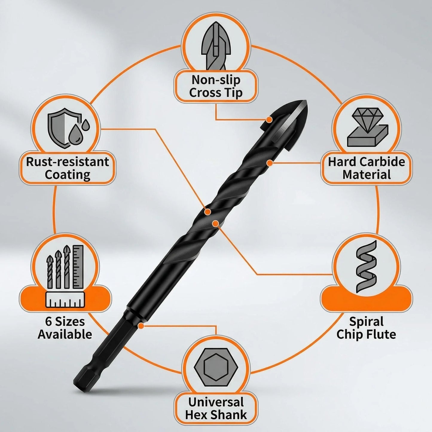 3 4 5 6 8 10 12mm Cross Hex Tile Drill Bit For Glass Concrete Ceramic Tile Hole Opener Tunsten Carbide Hard Alloy Bits Set Tools