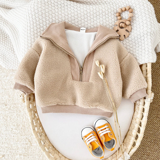 Toddler Sherpa Zip Jacket - Faux Lamb Fleece Winter Coat