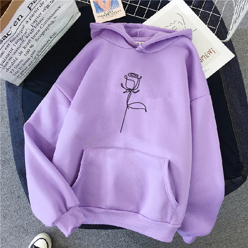 Women's Flower Print Hoodie - Thick Pullover Sweatshirt - photo 6