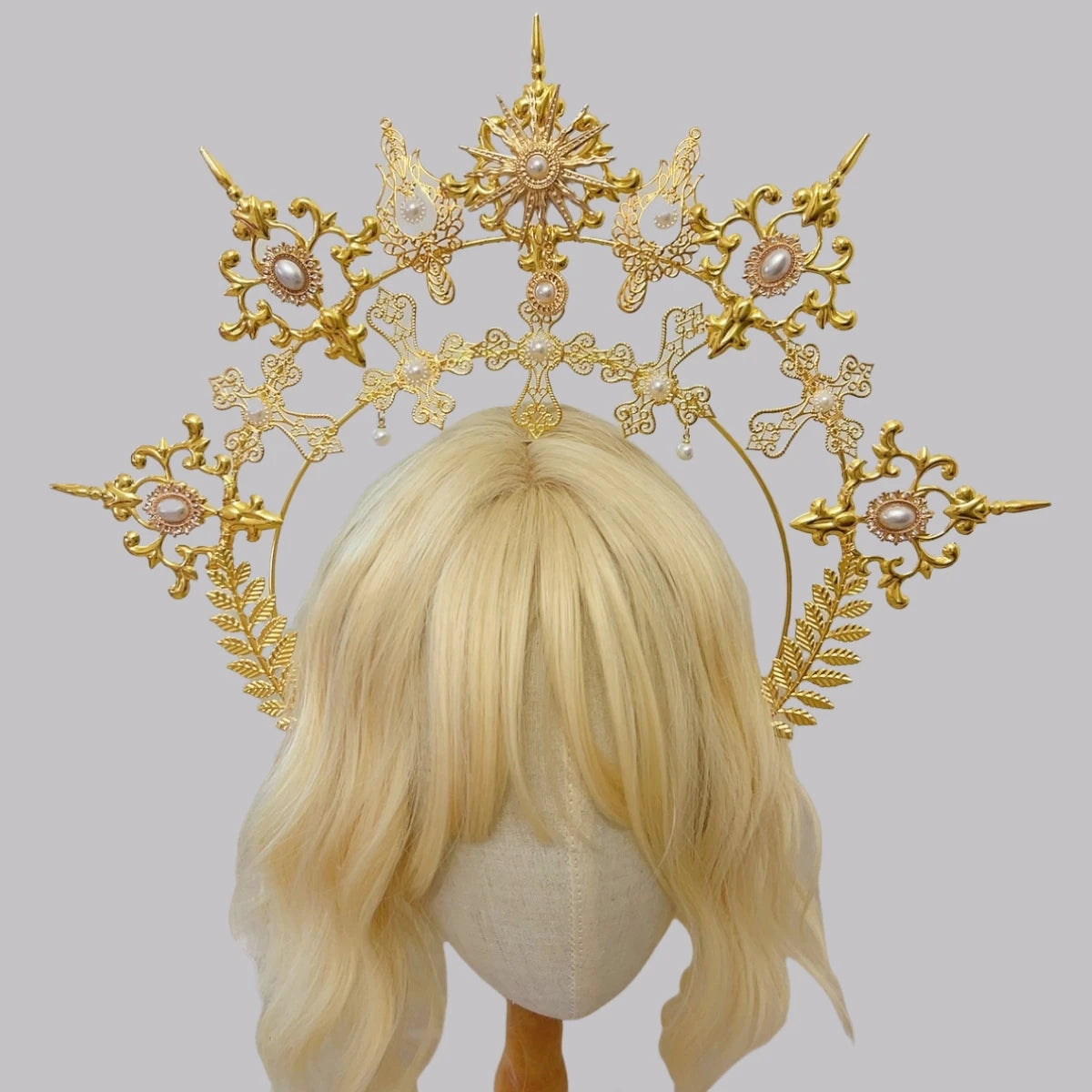 Handmade Halo Crown Headpiece Lolita Goddess KC Gothic Halo Crystal Crown Headband Hair Accessories