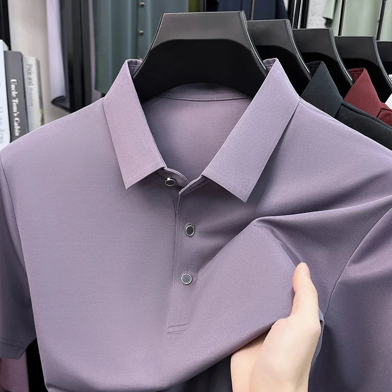 Men's Turn-Down Collar Polo - Quick-Dry Moisture-Wicking, Business