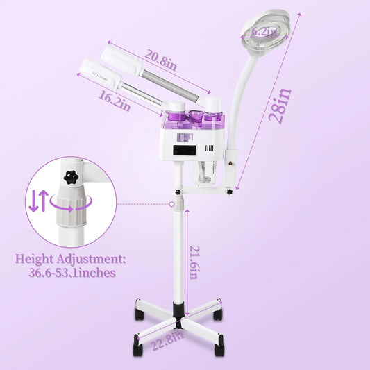 Three-in-One Facial Steamer, Hot and Cold Spray Machine, Adjustable Dual Nozzle Hydrator for Home Use, Portable Face Moisturizer