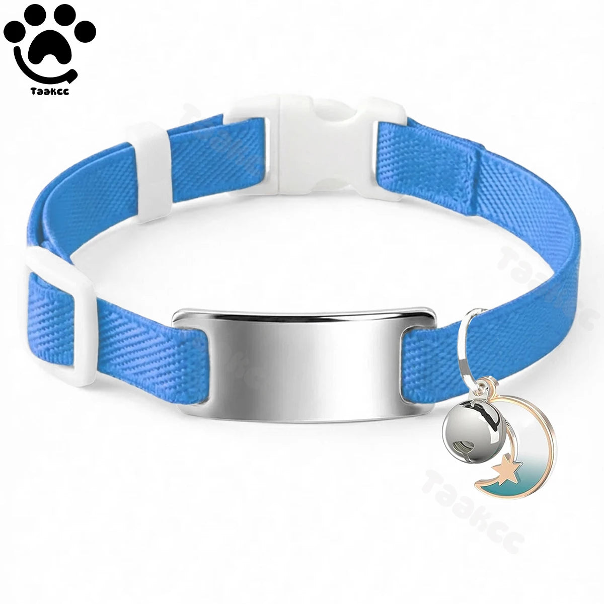 Customized Fashion Elastic Cat Collar Free Engraved Puppy Kitten Anti-lost Pet ID Nameplate Necklace With Bell & Moon Ornament