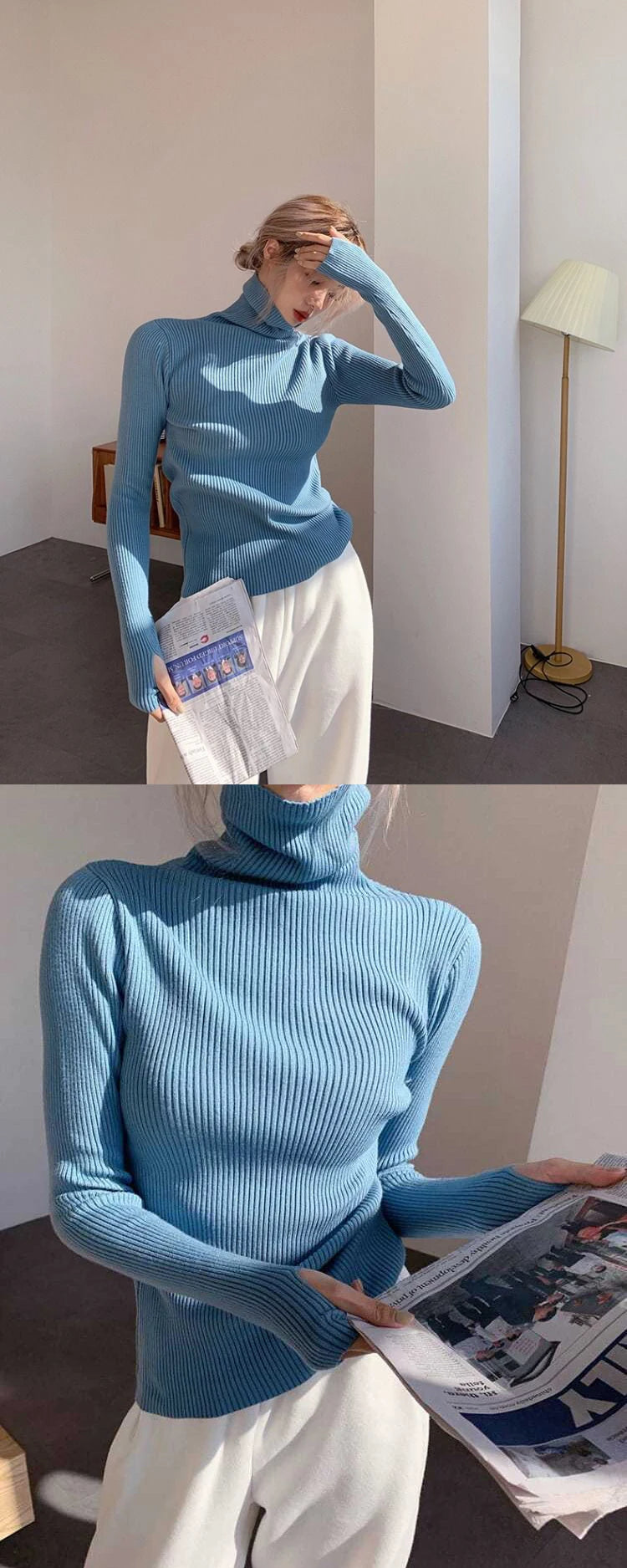 Women's turtleneck knit sweater, warm basic — view 6 of 20